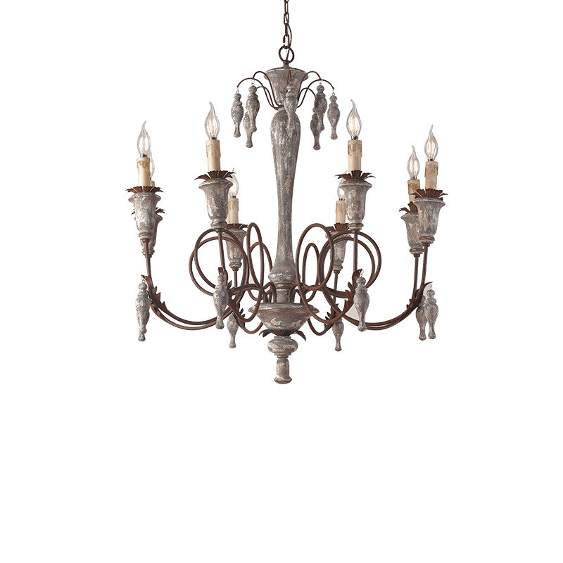 创意美式乡村法式复古做旧木艺吊灯客厅餐厅卧室别墅民宿酒店灯具