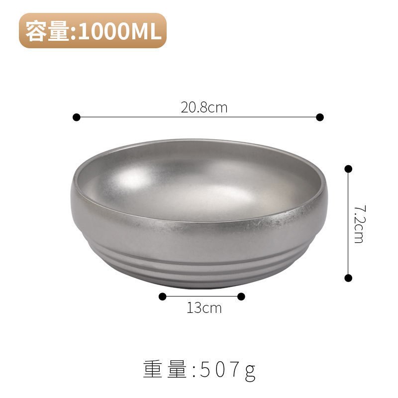 复古做旧韩式不锈钢冷面碗商用加厚双层防烫泡面拉面碗螺蛳粉大碗