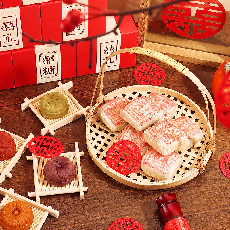 订婚糕点摆台结婚点心布置装饰摆件甜品台宴喜饼盘子中式婚庆婚礼