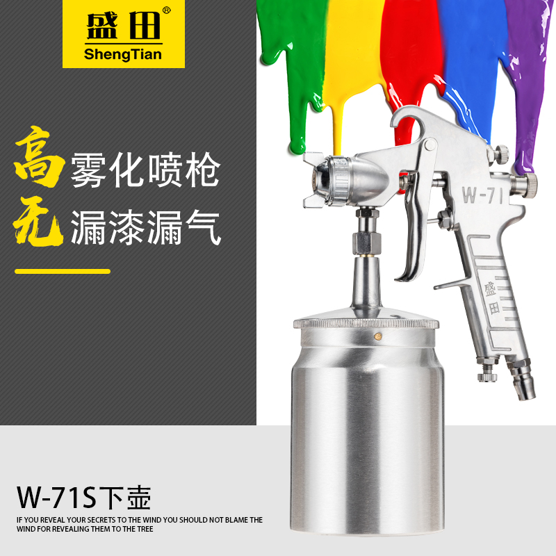 盛田W-71 喷枪 气动油漆喷涂工具 上 下壶1.5口径汽车家具喷漆枪