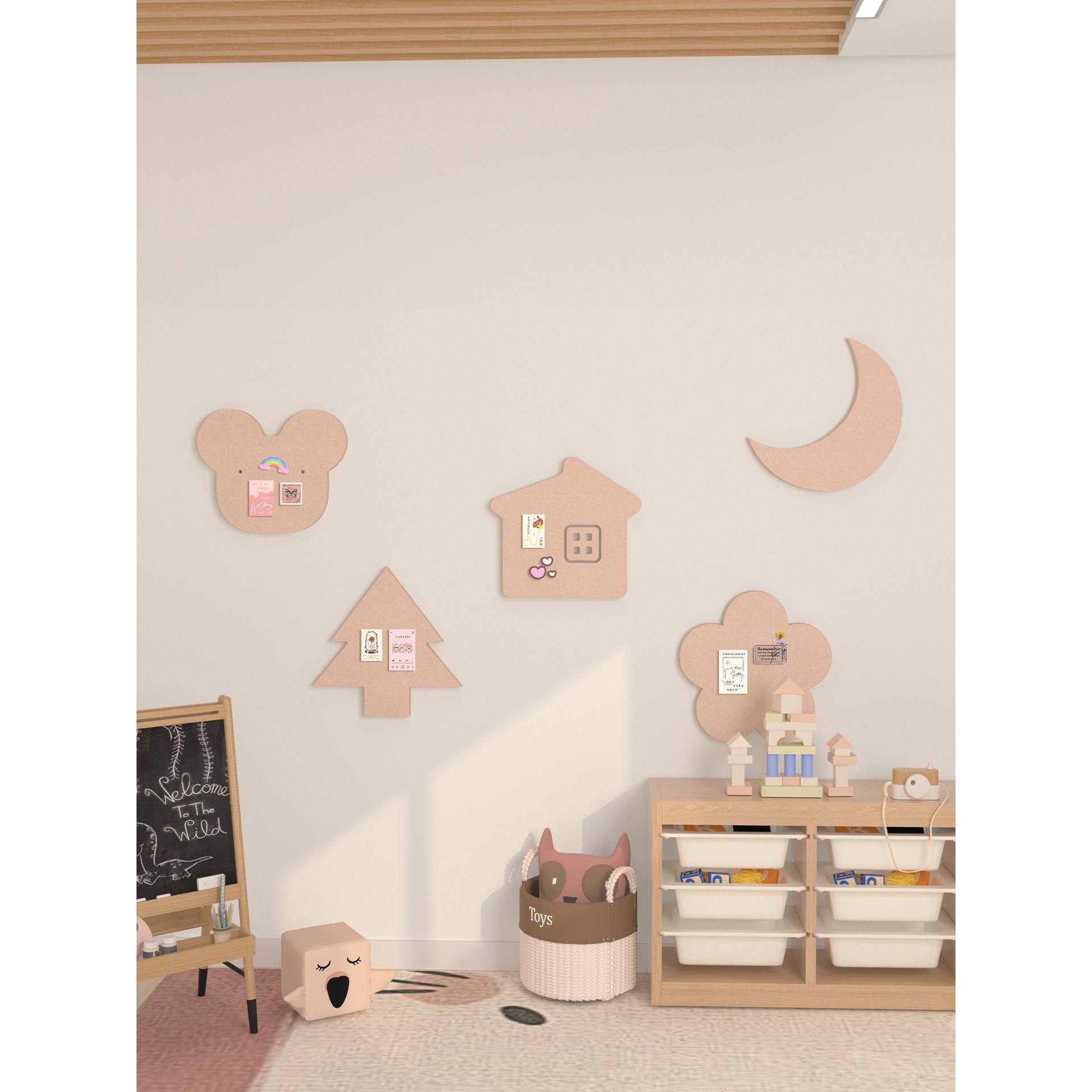 毛毡板照片墙儿童房背景墙幼儿园走廊环创主题墙自粘装饰画展示板