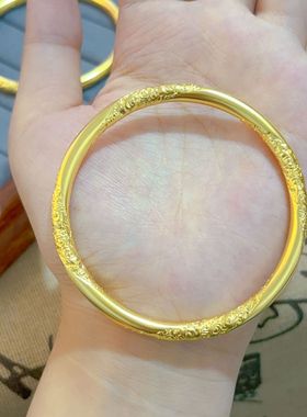 金店同款沙金999古法祥云纹手镯