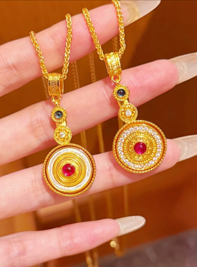 金店同款沙金故宫系列吊坠项链