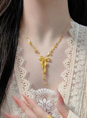 新品公主蝴蝶结项链吊坠