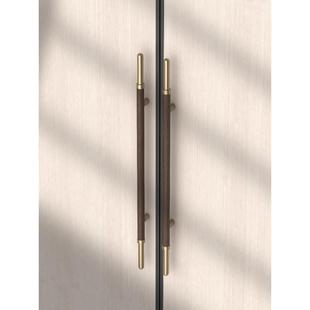 新中式实木大门拉手古铜色极简刻字酒店会所包厢玻璃门把手推拉门