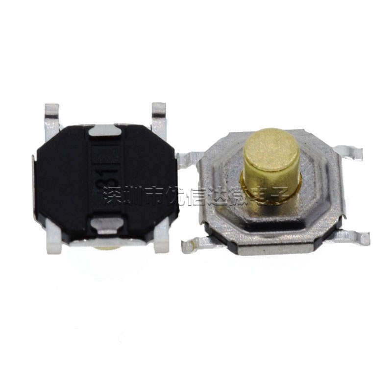4*4*3.0 轻触开关按键/微动液晶贴片4脚防水铜头5.2x5.2x3.0编带图片