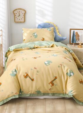 A类60长绒棉全棉10285小宽边童棉套件幼纯儿园儿被子三件睡套午六