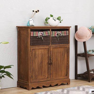 藤编框抽屉柜实木储物WVF头柜R多抽屉斗$H田复古收纳斗床柜客园厅