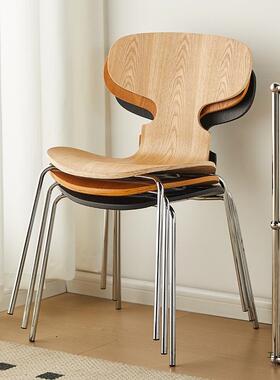 欧式实木椅子靠背椅可叠餐椅QSB小型轻放收纳餐桌椅奢户感蚂蚁椅