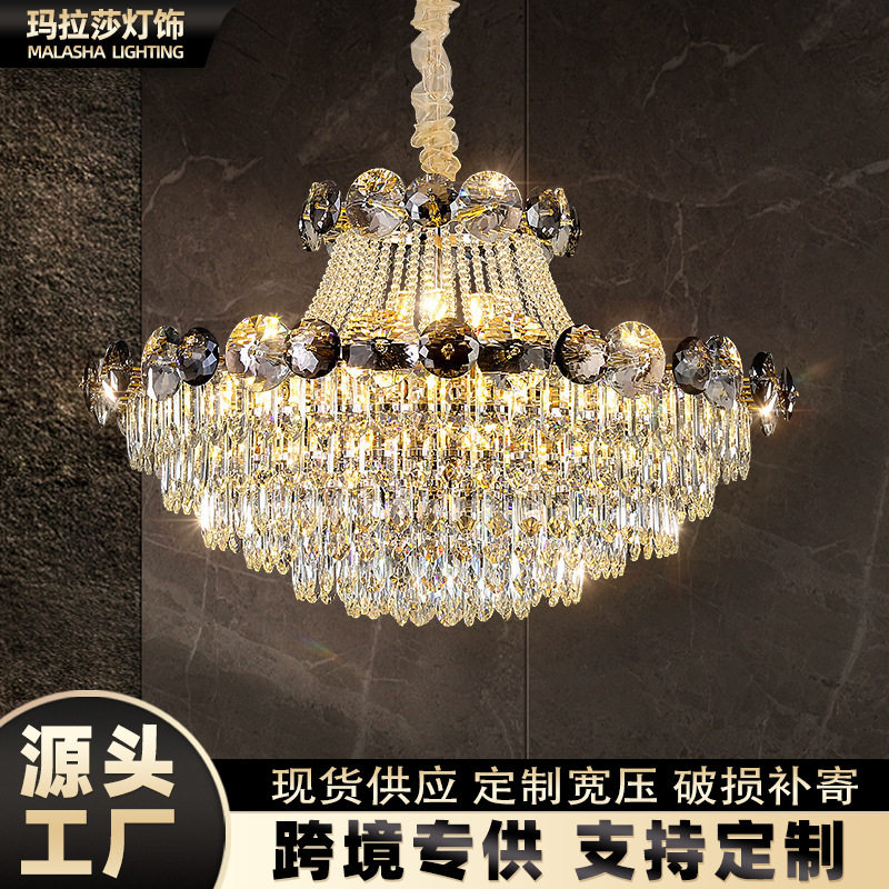 轻奢客厅水晶吊灯别墅复式楼大厅灯欧式豪华餐厅灯大气房间吊灯具