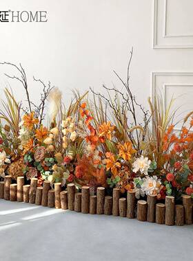 色仿真花造秋景仿生绿植物隔断花花箱槽装饰QXX假花室内橱窗落地