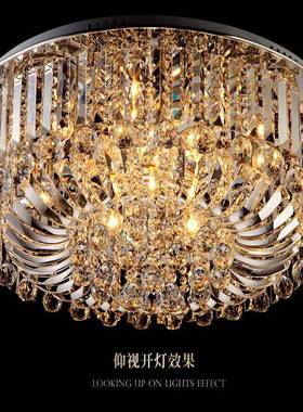 圆形吸顶D灯客厅卧水晶灯灯LE吸顶灯长XD17XBMR条水晶餐厅灯室厂