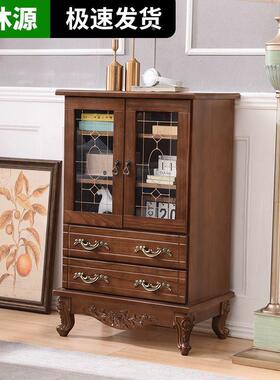 柜卧室靠墙客厅酒柜璃式KJN储物欧收纳柜多层小酒柜玻美式复古柜