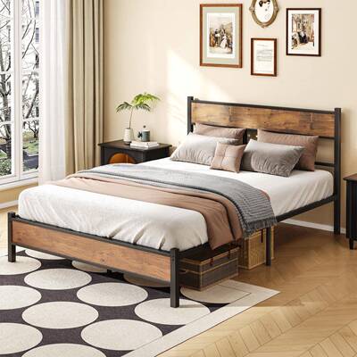 跨境ZZA易舍双人加固用简钢木2米铁床宿家靠墙卧室书房铁架床易安