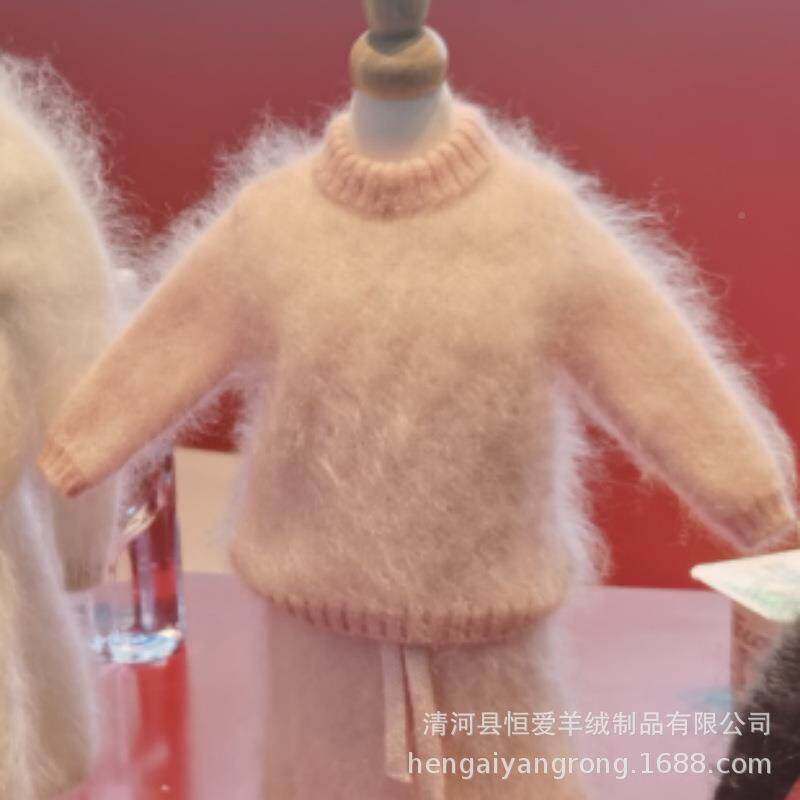 拉毛2毛纯羊绒6/2机手织FKA编中粗线长毛