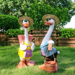 花园摆仿真鸭子件美式乡院户外庭别村墅景物观树脂动仿真鹅摆件鸭