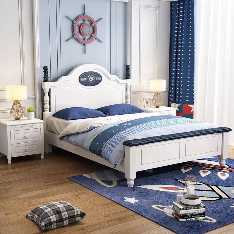 实木儿床童床现代简约1.色2m粉轻奢公主单床1.35人1.5m女孩高AL-6