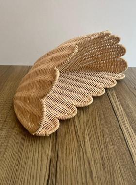 田园风藤编挂储物篮家居民壁000010宿纳装饰玩具物收篮杂扇形装饰