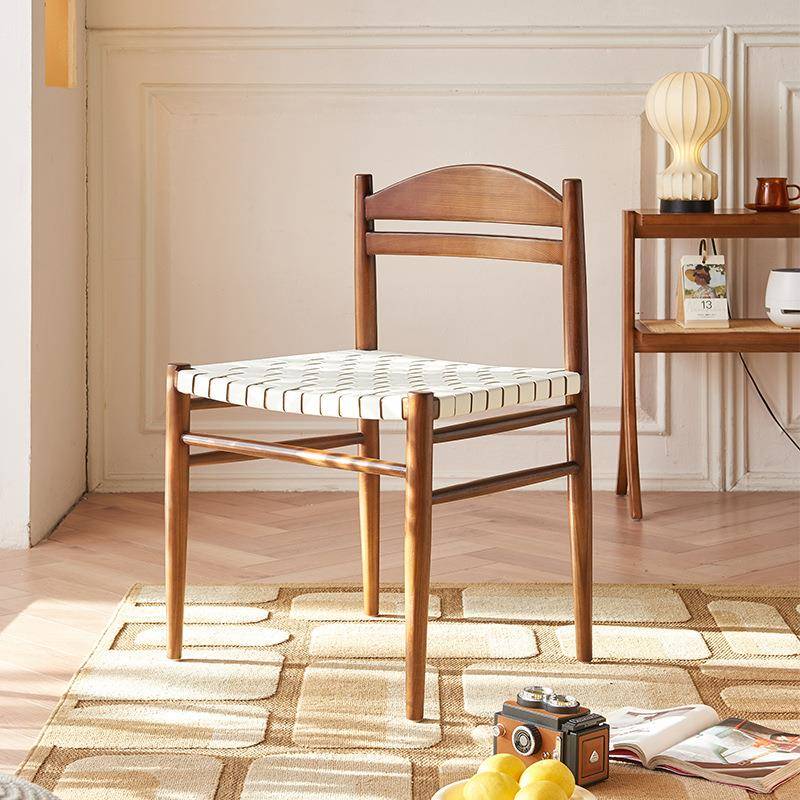 实木靠背椅子复古轻奢酒餐桌椅意式极鞍简店设计师餐厅马扶皮LU-1