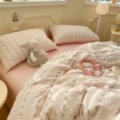 清类新小花A纯棉琪gege 色织水洗棉套四件套全棉被碎学生宿舍床