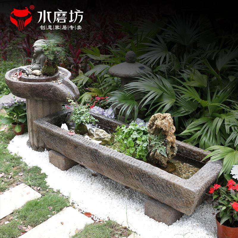 水磨院坊大马槽流水落地摆件户外SMF-SCL1鱼池庭造循环流水装饰宿