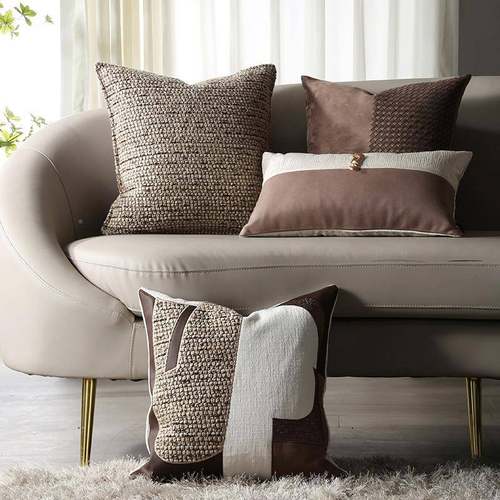 现轻奢咖色抱枕靠垫客沙厅发主卧床装饰酒抱枕组7店民宿样板间软