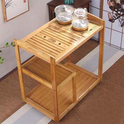 移动JM-ZCC台茶车简约水家用茶柜实木小茶桌乌金石茶盘茶具装全茶
