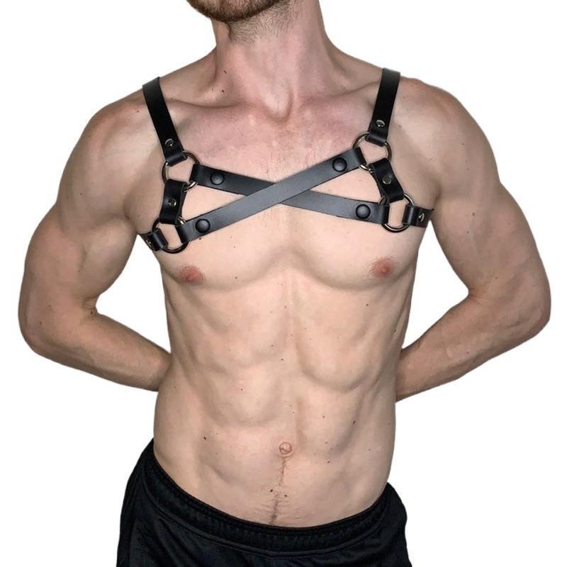 Man BDSM Harness PU Leather Fetish Gay Lingerie Erotic Body