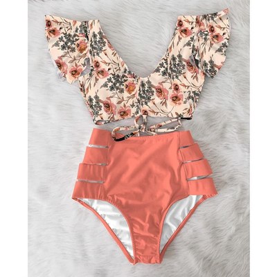 High Waist Ruffled Sexy Bikini Set  Flounce Biquini