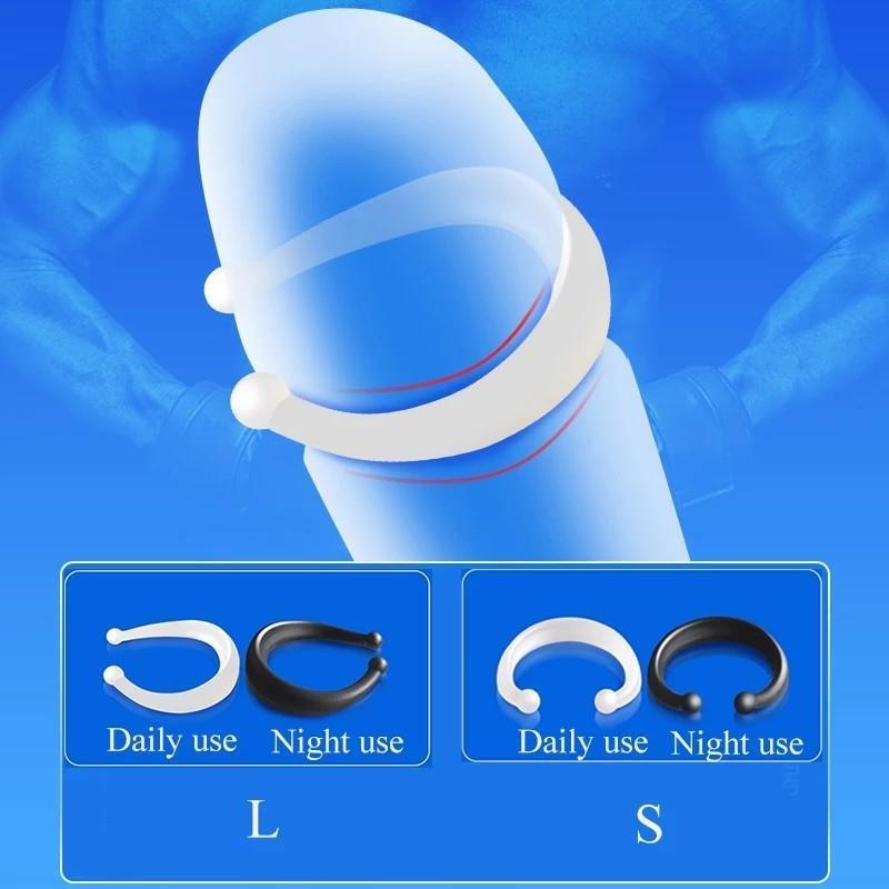 2PCS Men Foreskin Correction Hinder Ring Penis Training Slee