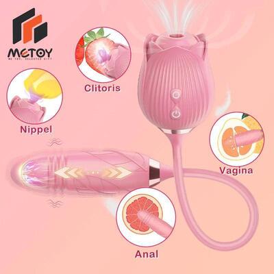 Rose Flower Dildo Sucking Vibrator for Women Clit Clitoral S