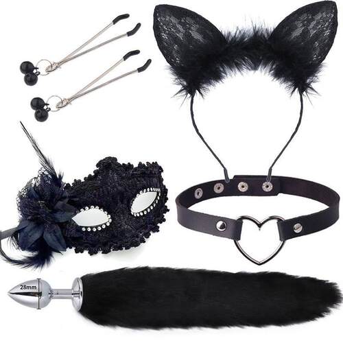 Fox Tail Anal Plug with Hairpin Bdsm Toy Flirting Metal Butt
