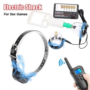 Bondage Set Neck Collar Electric Shock Necklace Breast Pump