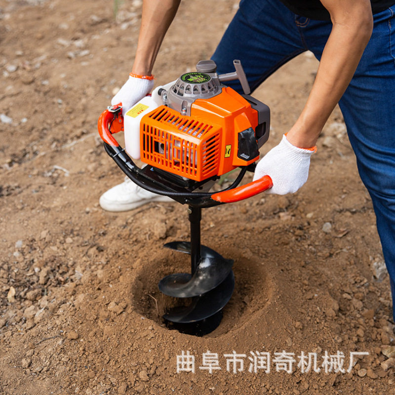 润奇四冲程汽油地钻挖坑打桩