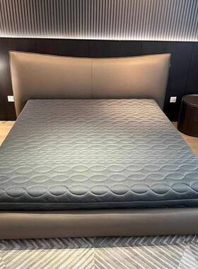 奢床意式极简面包大床轻现简NAV约主卧大气代落软地储物包床