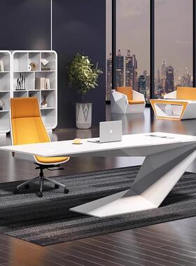 院医咨桌烤询漆白老板办公桌简美约现代轻奢会客桌椅色GD16979洽