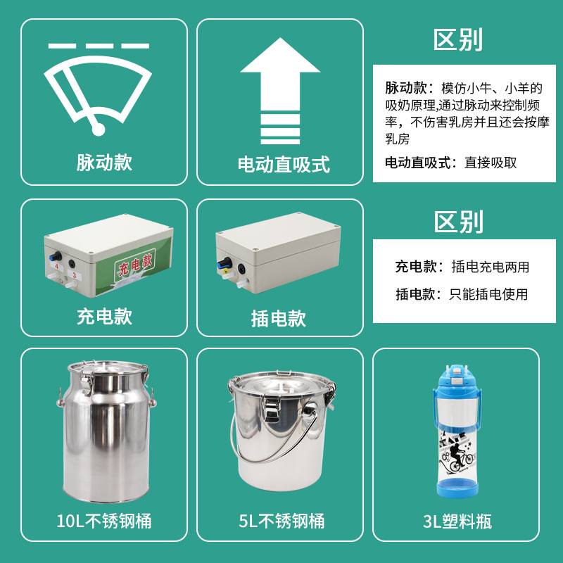 牛羊挤奶机家用小型电动吸奶器不锈钢奶5L10升吸奶机便携式挤奶桶