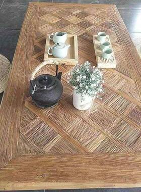 老榆UTK木板风化拼花大板桌面实木民酒店茶桌复茶台桌宿面古风化