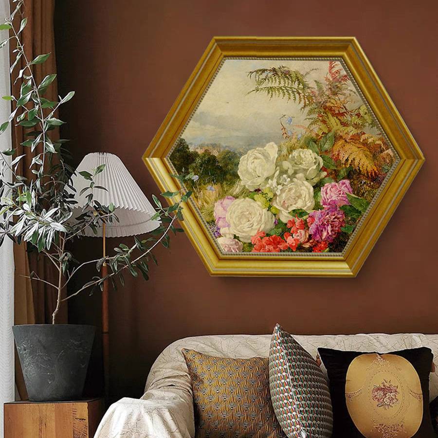欧式复古植物花卉装饰画美式法式客厅沙发背景餐边柜壁挂画玄关图片
