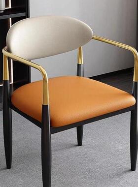 简约现代感轻奢主人超纤皮985酒餐椅背椅家用茶台靠椅子洽r店ω