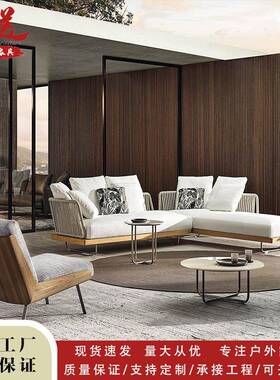 防户墅外藤编沙发转角雨别室外花园114柚木家具组休合实木欧式户