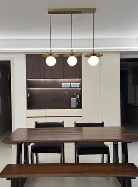 实DDA木餐办桌胡桃木客原木长书大桌工作台餐桌椅大板厅一体会议