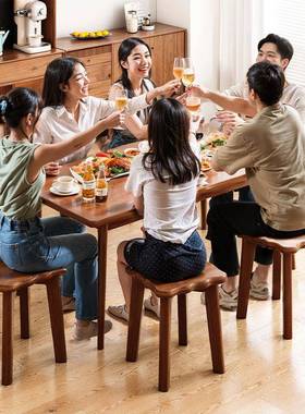 峥明家具厂实木凳子家用木可TKA叠放方凳圆板凳凳子中古餐凳凳椅