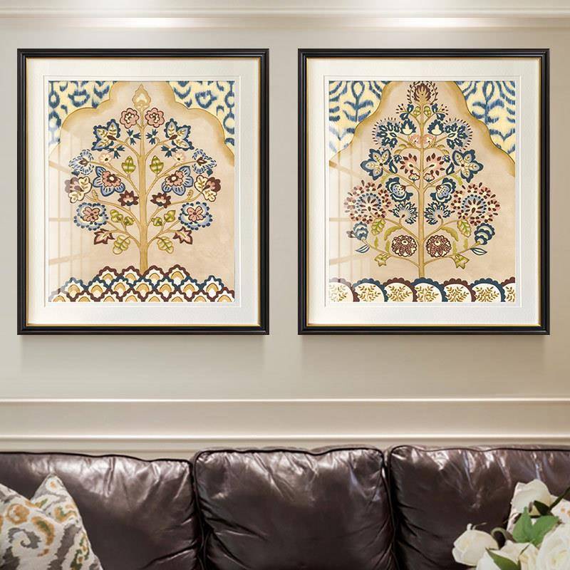 美式新古典装饰画客厅壁新中QDS式卧画室床头画锦绣树抽象画