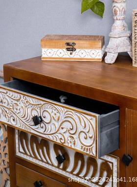 美乡村风复古单门柜意创靠墙收纳柜式做旧家用客储物柜厅电UIK视