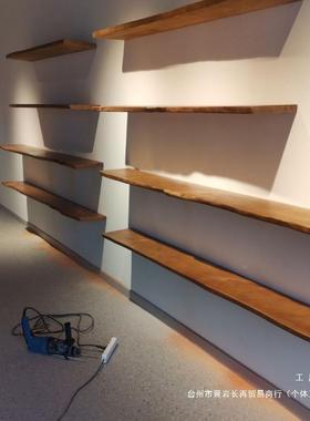 墙上置物架HKP实木面悬壁挂书架隔层板货架收纳板木板展示墙架墙