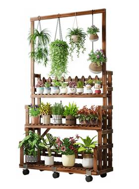 绿盆景玄关架实质木置物架落地客厅阳台吊兰LDB绿萝多肉花架子厅