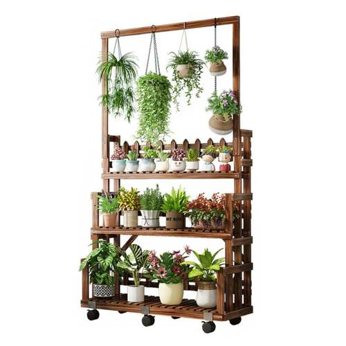 绿盆景玄关架实质木置物架落地客厅阳台吊兰LDB绿萝多肉花架子厅