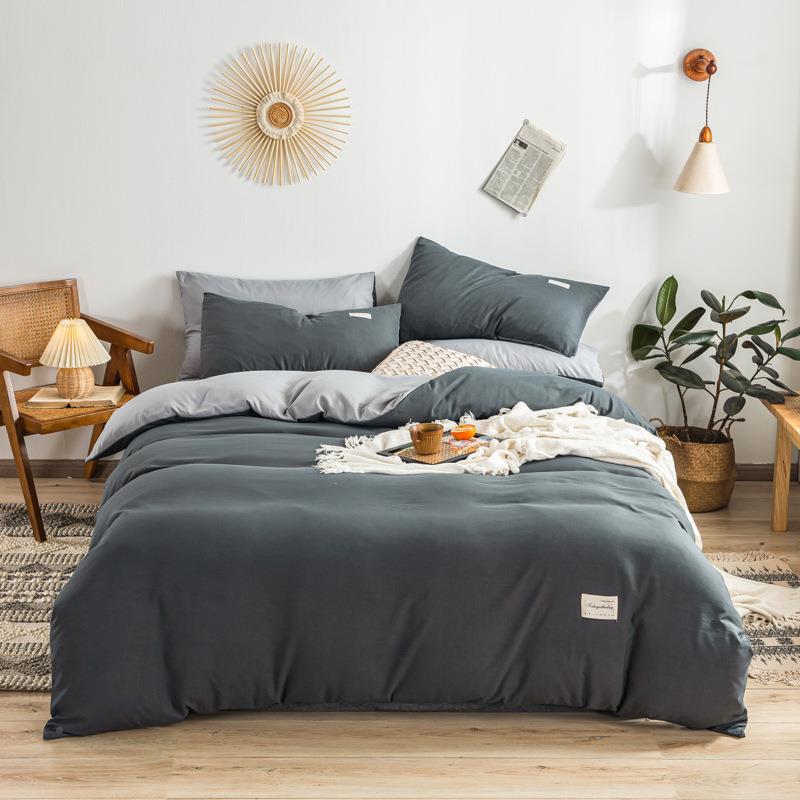 2025年新款纯色洗双拼水棉学生三件套PGC套四件床单被套床上用被