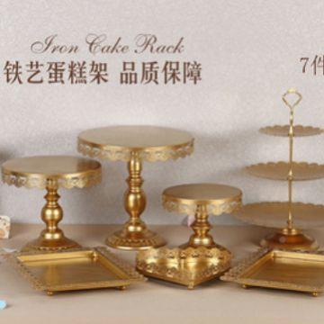 欧店式铁艺蛋糕架套装架现代会简约甜品婚庆摆件QBO点心酒会舞道